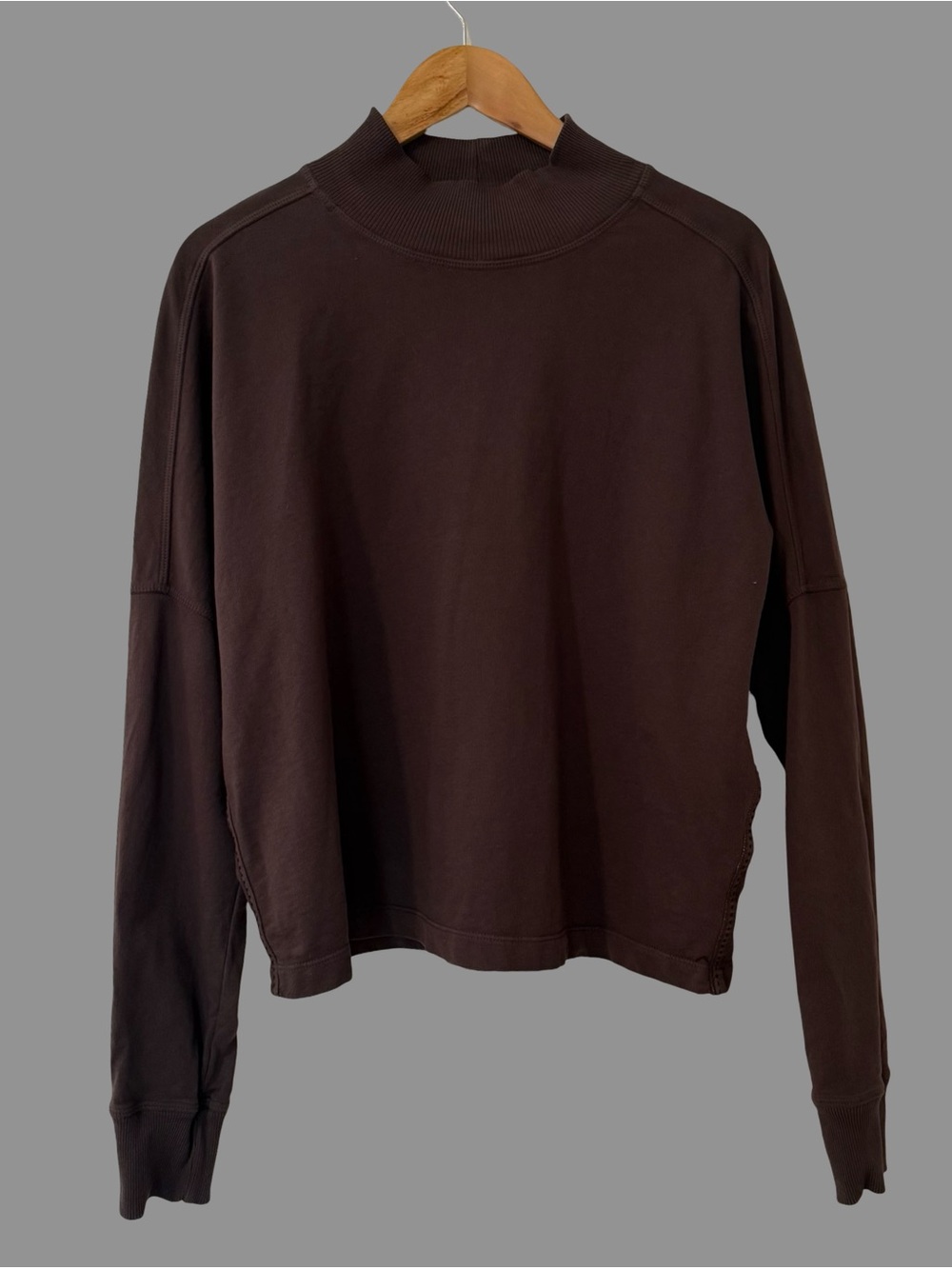 Michael Stars Frida Brown Mock Neck Long Sleeve Sweatshirt M ($98)
